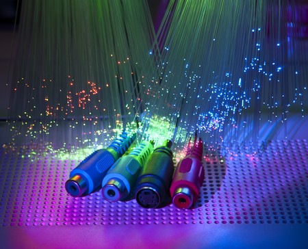 Media plug with fiber optical background more in my portfolio の写真素材
