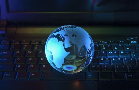 hi-tech earth globe internet background の写真素材