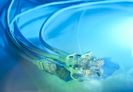 network cable closeup with fiber optical background 