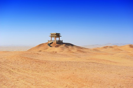 Chinese traditional and classical buildings in the desertの写真素材