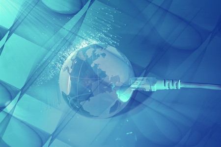 world map technology style against fiber optic background