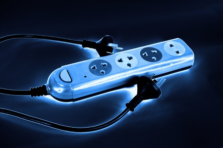 Multiple socket outlet, isolated on whiteの写真素材