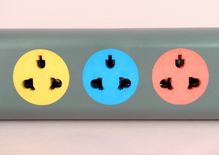 Multiple socket outlet, isolated on whiteの写真素材