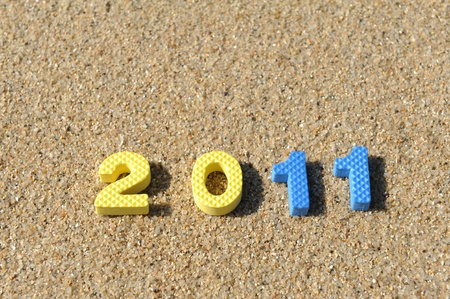 2011 year on sandの写真素材