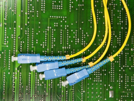 electronic printed circuit board with fiber optic の写真素材