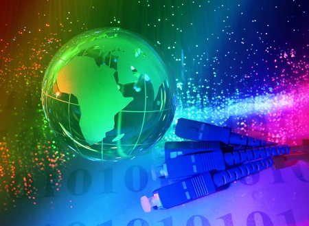 world map technology style against fiber optic background