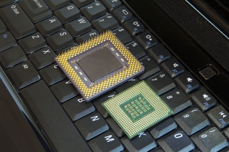 central microprocessors for a computer on a laptop keyboard