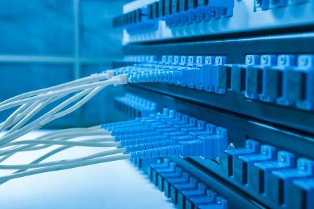 Technology center with fiber optic equipment
