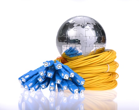 world map technology style against fiber optic backgroundの写真素材