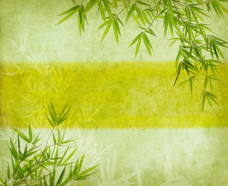 bamboo on old grunge paper texture backgroundの写真素材