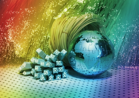 world map technology style against fiber optic background world map technology style against fiber optic background