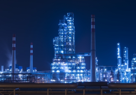 Refinery industrial plant with Industry boiler at nightのeditorial素材