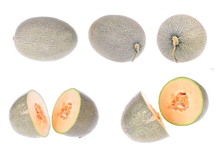 Hami melon on white backgroundの写真素材