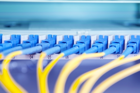 Technology center with fiber optic equipment