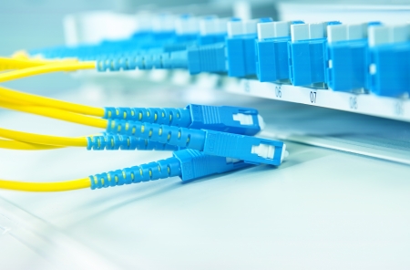 Technology center with fiber optic equipment