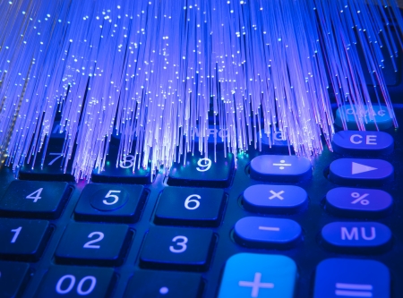 calculator with fiber optical の写真素材
