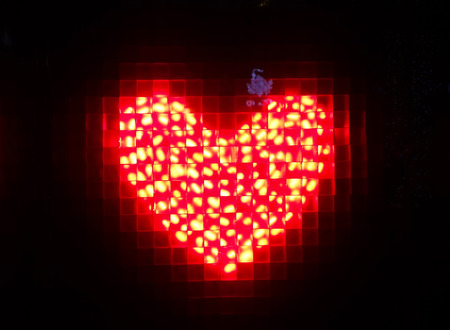 Heart made from lights on a LED Displayの写真素材