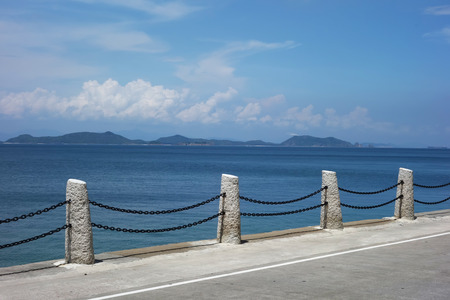 Road side with beach view の写真素材