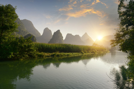 landscape in Yangshuo Guilin, Chinaの写真素材