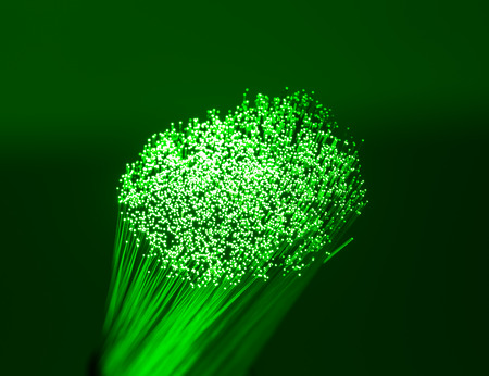 optical fibres dinamic flying from deep on technology background