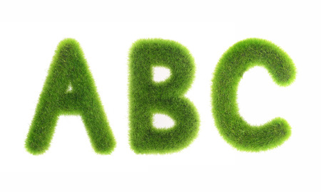 grass letter isolated on white backgroundの写真素材