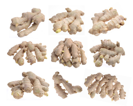 collection of fresh ginger root