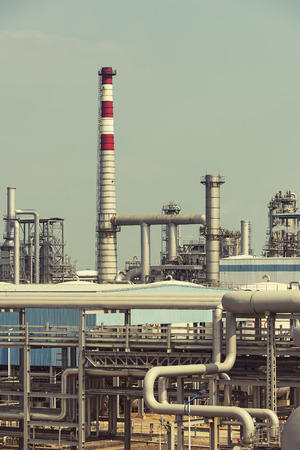 Gas processing factory. Landscape with gas and oil industry