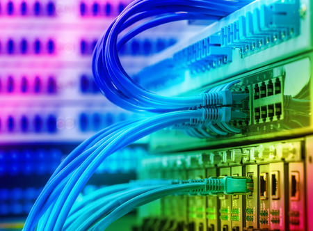 Technology center with fiber optic equipment