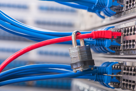 network and data protection concept with padlock and switchの写真素材