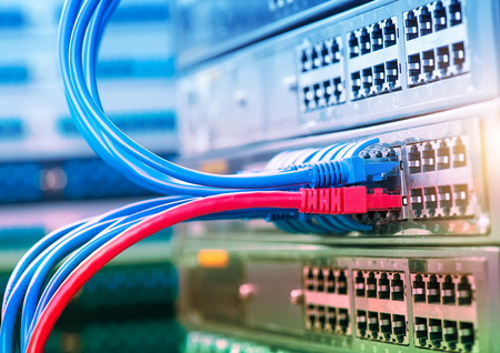 Network switch and cables,Data Center Concept.