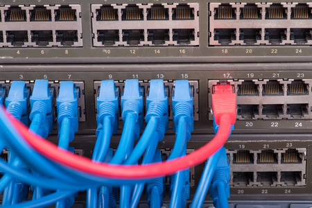 Network switch and  cables,Data Center Concept.
