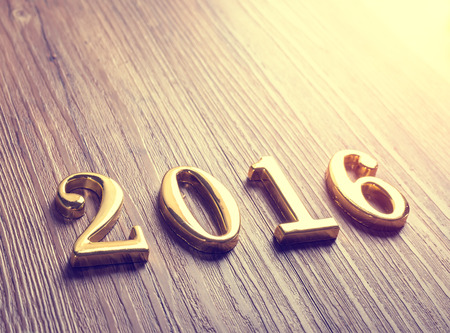 2016 on old wood background
