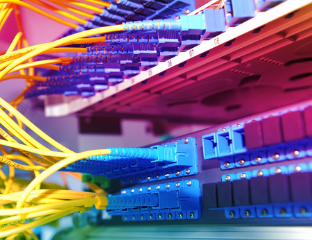 Technology center with fiber optic equipment