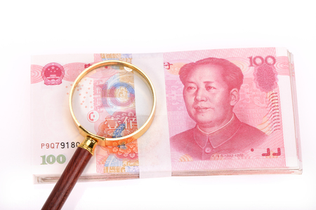 magnifier with dollarの写真素材