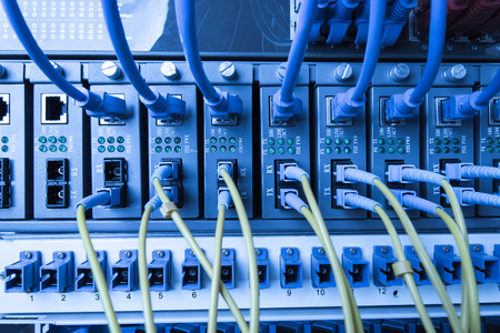 Technology center with fiber optic equipment