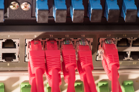Network switch and cables,Data Center Concept.