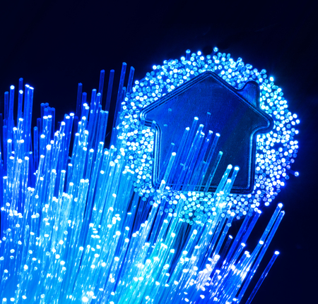 fiber optic connection to houseの写真素材