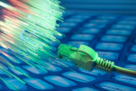 network cable with high tech technology color backgroundの写真素材
