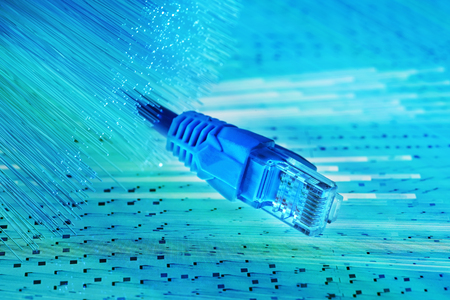 Network switch and cables,Data Center Concept.