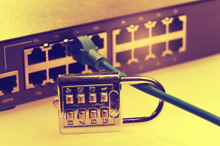network and data protection concept with padlock and switchの写真素材