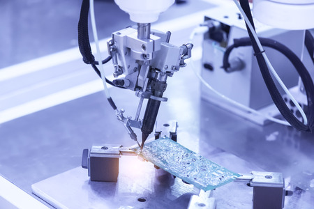 Microchip production factory. Technological process. Assembling the board. Chip. Manufacturing....