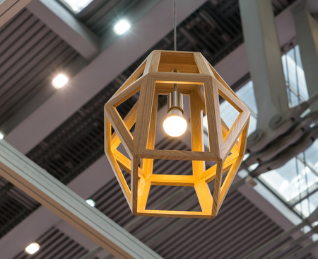 wood lamp hanging on the ceilingのeditorial素材