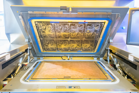 PCB Processing on CNC machine working in factory