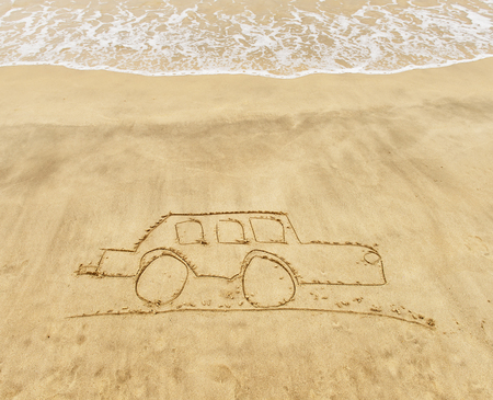 car drawing in the sandの写真素材