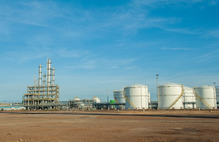 big Industrial oil tanks in a refinery