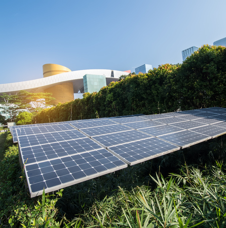 Solar Panels In Modern Cityのeditorial素材