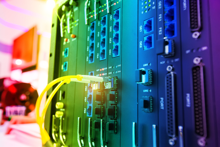Technology center with fiber optic equipmentのeditorial素材