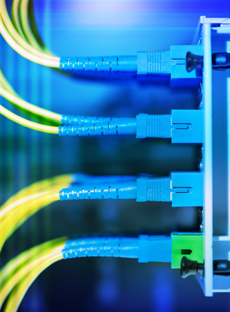 optical fibre information technology equipment in data centerの写真素材