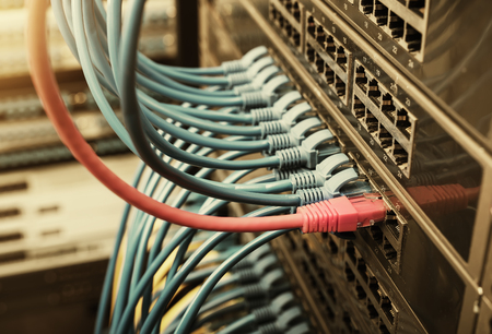 cable on network switches background