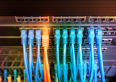 Cables Connected to Internet Switch.の写真素材
